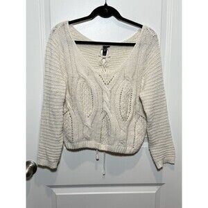 White Top Top Sweater Tie Back‎ Large Windsor Women’s Long Sleeve Winter